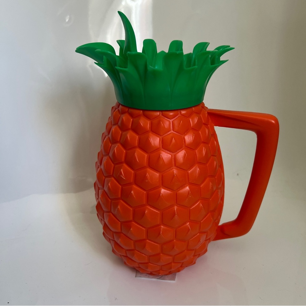 Vintage Minerware Orange Plastic Pineapple Pitcher Tiki Luau